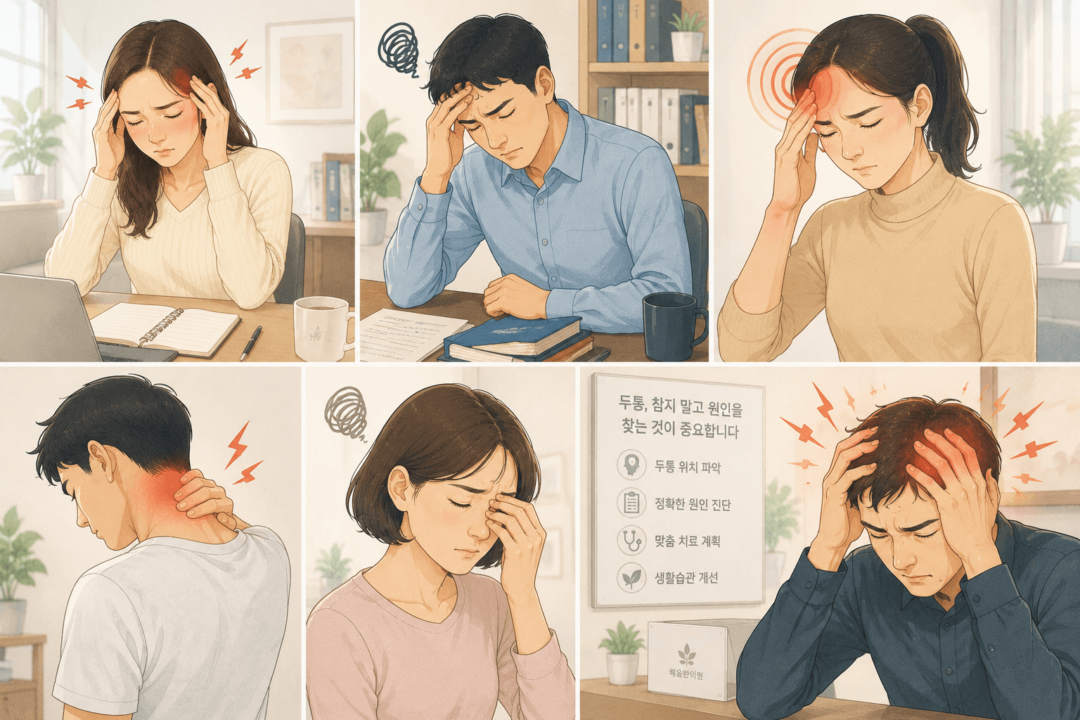 머리 어디가 아프신가요? 두통위치가 원인을 알려줄 수 있습니다