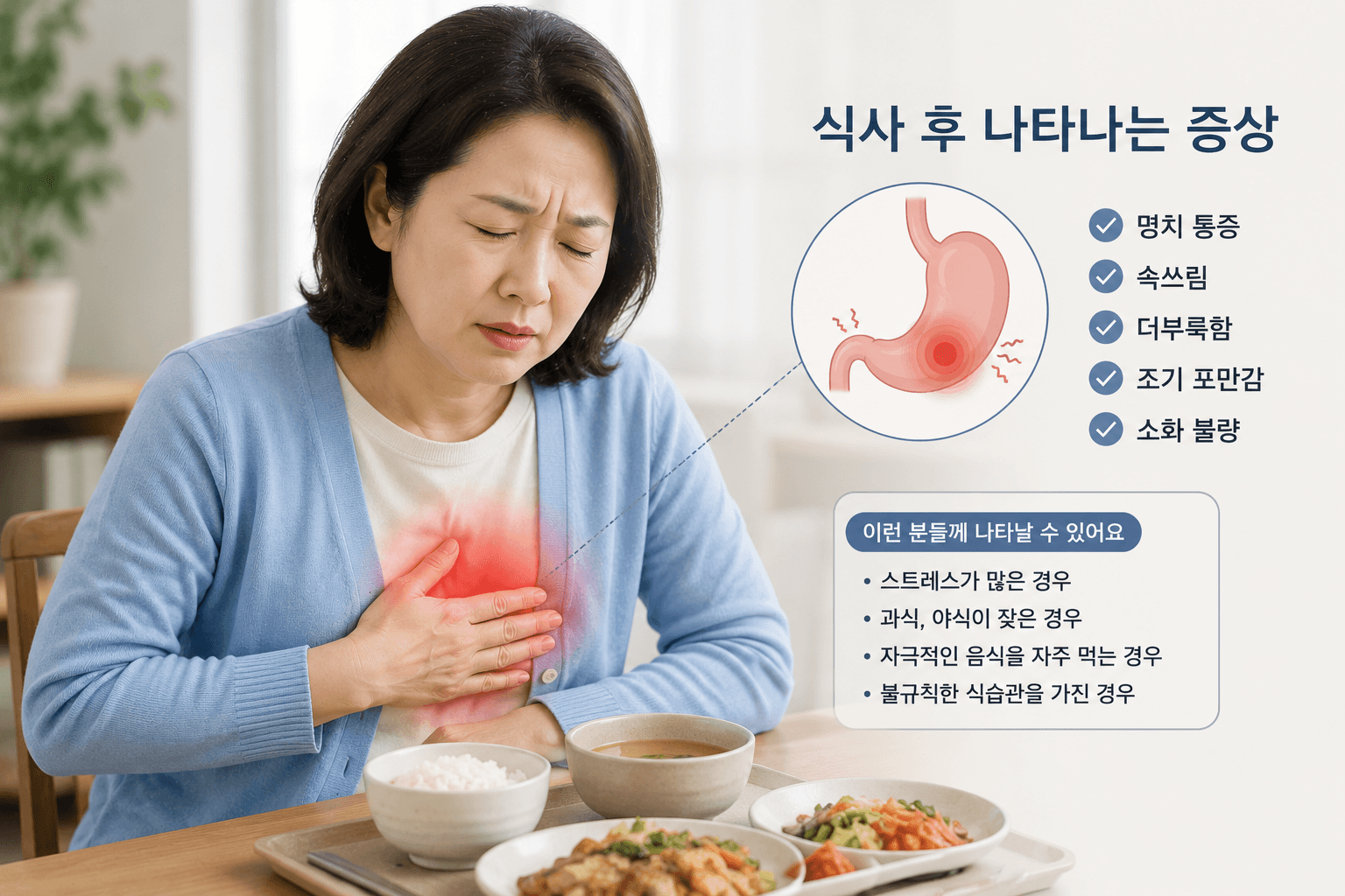 위가 쓰릴때와 위가 더부룩할때, 검사 이상 없는데 왜 계속될까요?